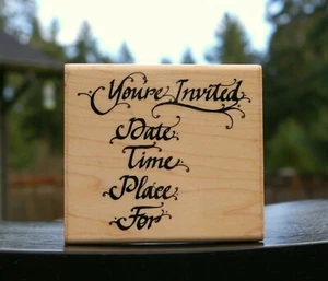 Estampilla de goma montada en madera de 3 1/2" por invitación de JRL Design Q 127 - Imagen 1 de 5