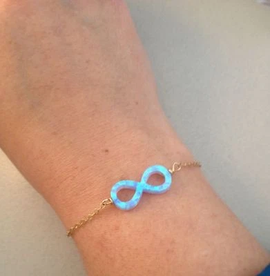 Infinity Lab Blue Opal Charm 14K Gold Filled Bracelet Friendship Jewelry Braclet - Image 1 of 4