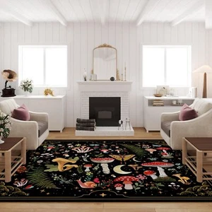 Mushroom Moth Area Rugs for Living Room Dining Room Bedroom Farmhouse, Non-Sl... - Picture 1 of 6