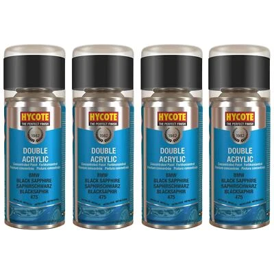 Hycote Colour Spray Paint BMW Black Sapphire (Metallic) 150ml Fast Dry x4