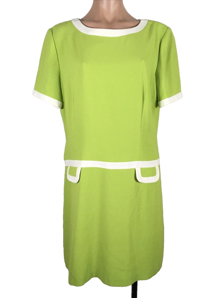 Vestido recto vintage años 60 70 NOS psicodélico Mod GOGO verde neón talla 14 años 90 hace Foto 1 de 4