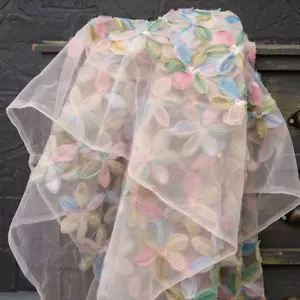 150cm Wide DIY Sequin Mesh Fabric 3D Floral Cloth for Dress Sewing Sold By Metre - Picture 1 of 12