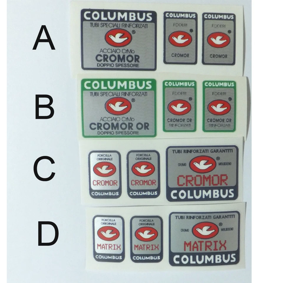 Calcomanías de cuadro y horquilla Columbus Cromor opciones A, B, C o D solo un juego Foto 1 de 1