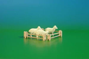 Reifentier Schafhürde in Miniatur, 7-teilig Tiergröße ca 2,5 cm NEU Reifenvieh H - Bild 1 von 1