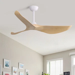 Unique Blades Ceiling Fan No Light with Remote 6 Speeds Quiet Reversible Bedroom - Picture 1 of 22