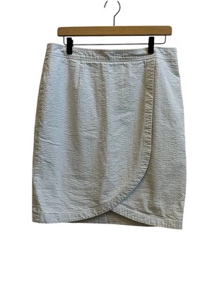 Falda envolvente sintética Brooks Brothers Seersucker azul y blanco a rayas talla 12 náutica Foto 1 de 4