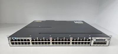 Cisco WS-C3750X-48PF-S V06 48-Port GbE PoE+ Switch 1100W C3KX-NM-1G +Rack Mounts - Image 1 of 4
