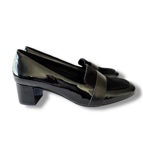 Clarks Artisan Women's Size 8M Tealia Elva Black Suede Leather Block Heel Pumps - Picture 1 of 12