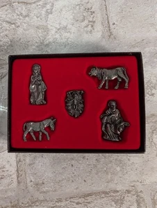 Vintage Pewter Figurines Self Standing Nativity Set 5 Pieces Miniature - Picture 1 of 5