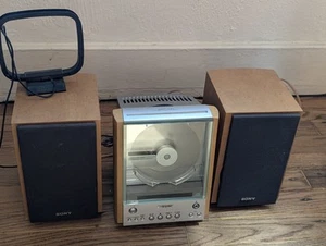 SONY CMT-EX1 VERTICAL CD FM/AM/AUX STEREO W/SPEAKERS No Remote - Picture 1 of 8