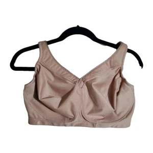 Glamorise 1006 Womens 38F Full Figure MagicLift Wirefree Sports Bra Beige Cafe - Picture 1 of 6