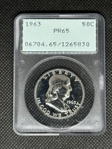 1963 P PCGS PR63 OGH Rattler Silver Ben Franklin Half Dollar 50c - Picture 1 of 2