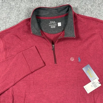 Polo Ralph Lauren Pullover XLT Red Artist 1/4 Zip Pullover Long Sleeve NWT Men's - Image 1 of 4