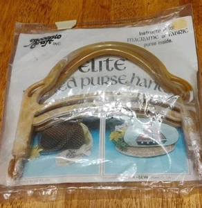 New Vintage ELITE HINGED PURSE HANDBAG Handle Beige Marble 8" wide x 7" tall - Picture 1 of 3