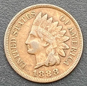 US Indian Head Cent 1888 USA Penny Coin Lot H9 - Picture 1 of 2