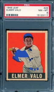 Elmer Valo Card 1948 Leaf (pop 13) #29 PSA 8 - Picture 1 of 2