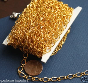 32ft spool of Gold Plated hammered soldered link chain 5X8mm - Picture 1 of 2