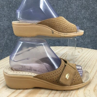 Sandalias Fly Flot para mujer 7,5 anatómicas deslizables cuero beige sin cordones cuña informal Foto 1 de 4