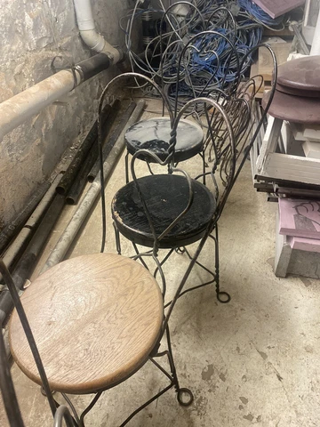 Set Of (5) vintage ice cream parlor chairs  Sweetheart￼ Backrests Bargain Priced Cover