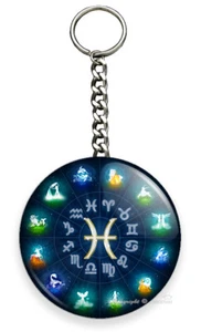PISCES ZODIAC HOROSCOPE LUCKY ASTROLOGY SIGN KEYCHAIN KEY CHAIN RING GIFT IDEA - Picture 1 of 1