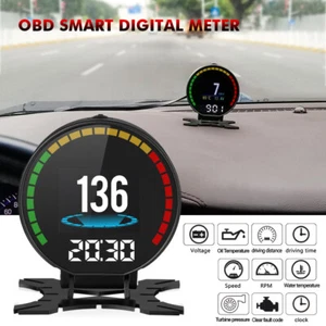 Car SUV HUD OBD2 Smart Meter Head Up Display Speedometer RPM DTCS Status Mileage - Bild 1 von 10