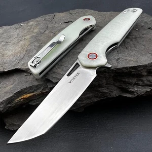 VORTEK SNAPDRAGON Jade G10 Lightweight D2 Blade EDC Folding Flipper Pocket Knife - Picture 1 of 10