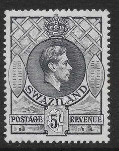 SWAZILAND SG37a 1943 5/= SLATE p13½x14 MNH - Picture 1 of 1