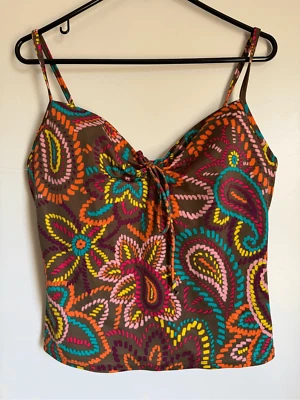 Vintage Y2K Victoria's Secret Groovy Paisley Floral Talla 38D Tankini Natación Top Retr Foto 1 de 4