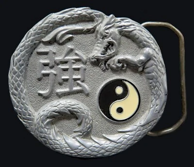 Hebilla de cinturón vintage Yin Yang Dragon Foto 1 de 4