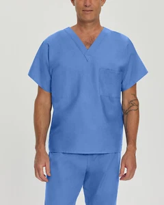 Unisex Landau 1-Pocket V-Neck Scrub Top - CEIL BLUE # 7502 XSM-T2X - Picture 1 of 13
