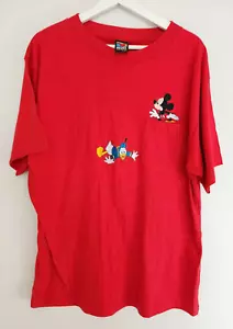 2 Piece Set Disney Tee & Shorts Mickey Mouse Donald Duck Red Blue Vintage NWT XL - Picture 1 of 16