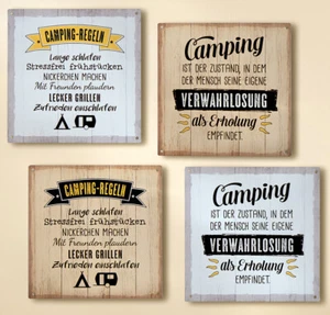 Schild Camping mit Sprüchen 19 x 19 cm Metall (G68115) Geschenkidee Dekoschild - Bild 1 von 1