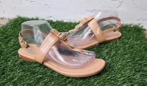 Coach Cassidy Beige Shimmer T-Strap Slingback Sandals Women's 7.5 M - Picture 1 of 7