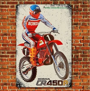 Honda Cr450R Motocross Motorcycle Metal Poster Garage Decor Tin Sign 20x30cm - Picture 1 of 4