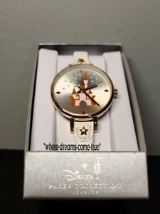 Disney Parks Collection Jewelry Castle White Leather Band Watch NIB - Picture 1 of 3