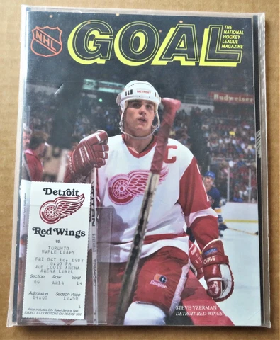 Red Wings vs Maple Leafs 10-16-1987 Program, Roster Sheet & Game Ticket Cover