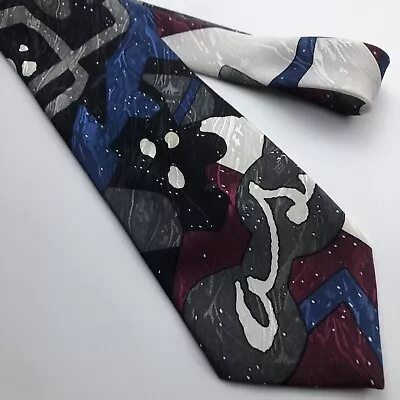 Corbata Elements 100% Poliéster Granate Negro Gris Azul Blanco Diseño Foto 1 de 4