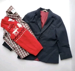 Cat & Jack Boy's Christmas Long Sleeve Button Down With Sweater Vest And Blazer - Picture 1 of 4