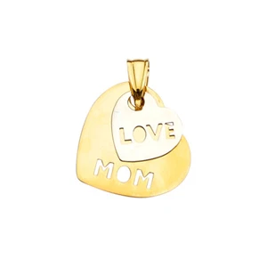 14K Two Tone Gold 2Hearts Pendant For Necklace or Chain - Picture 1 of 4