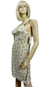 NWT $78 Vera Wang Nightgown MEDIUM Ivory w Yellow & Black Floral K/L - Picture 1 of 12