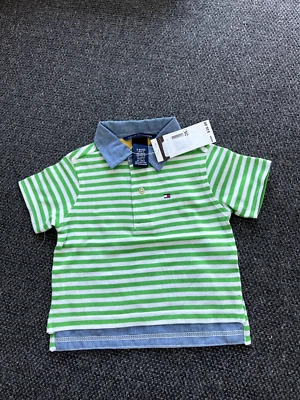 NUEVO CON ETIQUETAS Tommy Hilfiger Bebé Verde Rayas Polo Talla 3-6 Meses Precio de venta sugerido por el fabricante $26 Foto 1 de 2