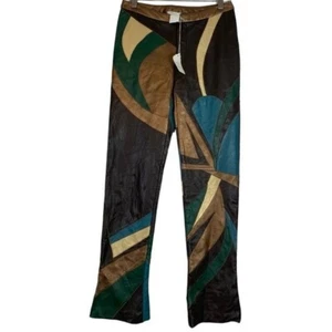 Pantalones de retazos vintage Mandalay para mujer de cuero Y2k de pierna recta talla 6 nuevos con etiquetas - Imagen 1 de 7