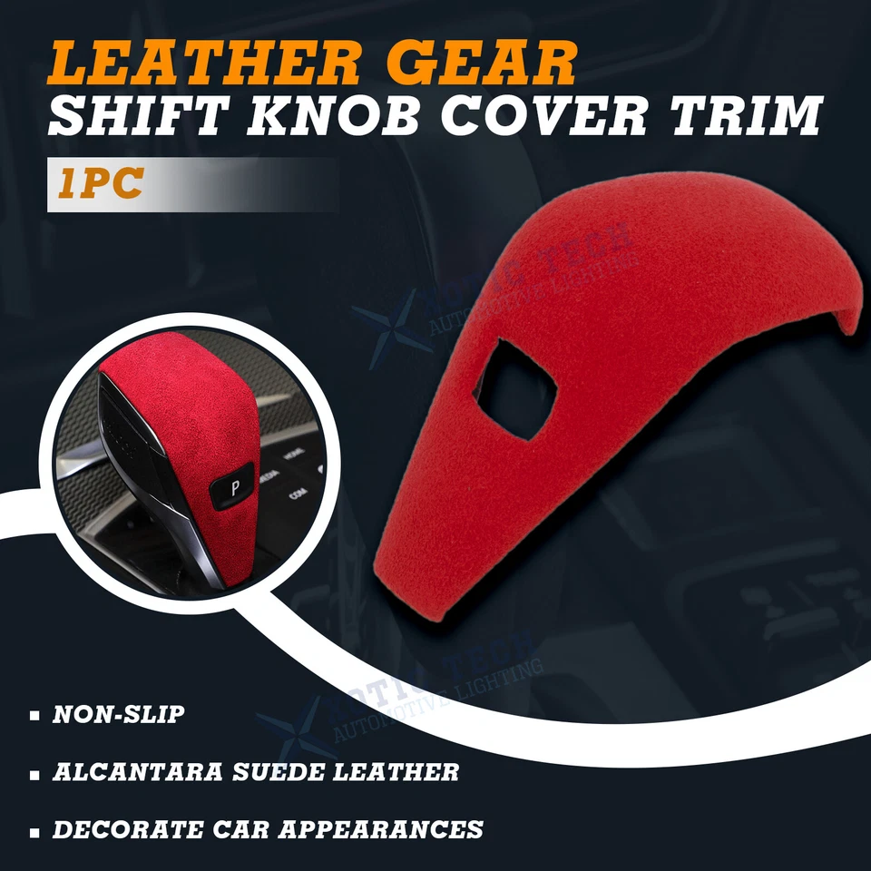 Red Suede Leather Gear Shift Knob Cap Trim For BMW 3-Series G20 G21 G28 2019-up - Image 1 of 4