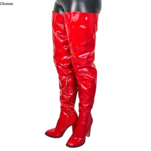 Women Thigh High Unisex Boots Chunky Heels Round Toe Cosplay Shoes Women 5-20 - Picture 1 of 22