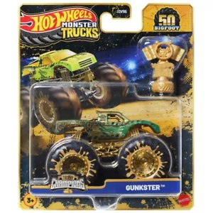 Hot Wheels Monster Trucks Trophy Champions Camion en métal 1:64 - Gunkster - Foto 1 di 3