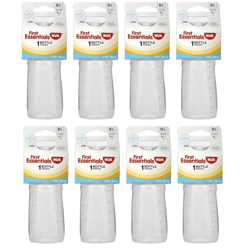8 x NUK Gerber First Essentials Slow Flow Baby Bottle w/ Silicone Nipple 5 oz.