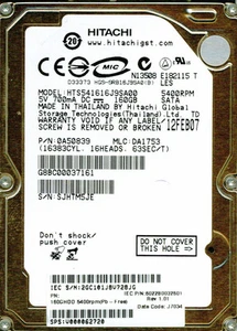 HTS541616J9SA00 P/N 0A50839 MLC DA1753 HITACHI SATA 160GB - Picture 1 of 1