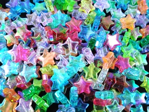 Beads Plastic Mix AB 11mm Stars 25g DIY Friendship Bracelets Jewellery - Picture 1 of 3