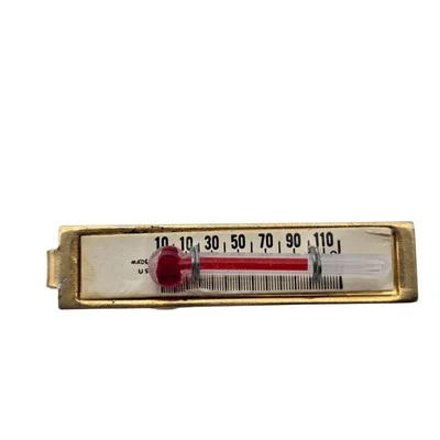 Vintage Gold Tone Tie Clasps Bar Clips Thermometer - Image 1 of 4