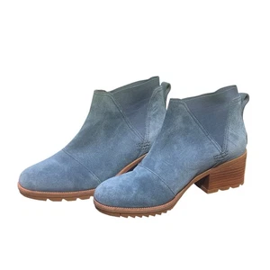 Sorel Wildleder Stiefeletten blau Blockabsatz Stollensohle Slipper Booties - Damen 8,5 - Bild 1 von 16